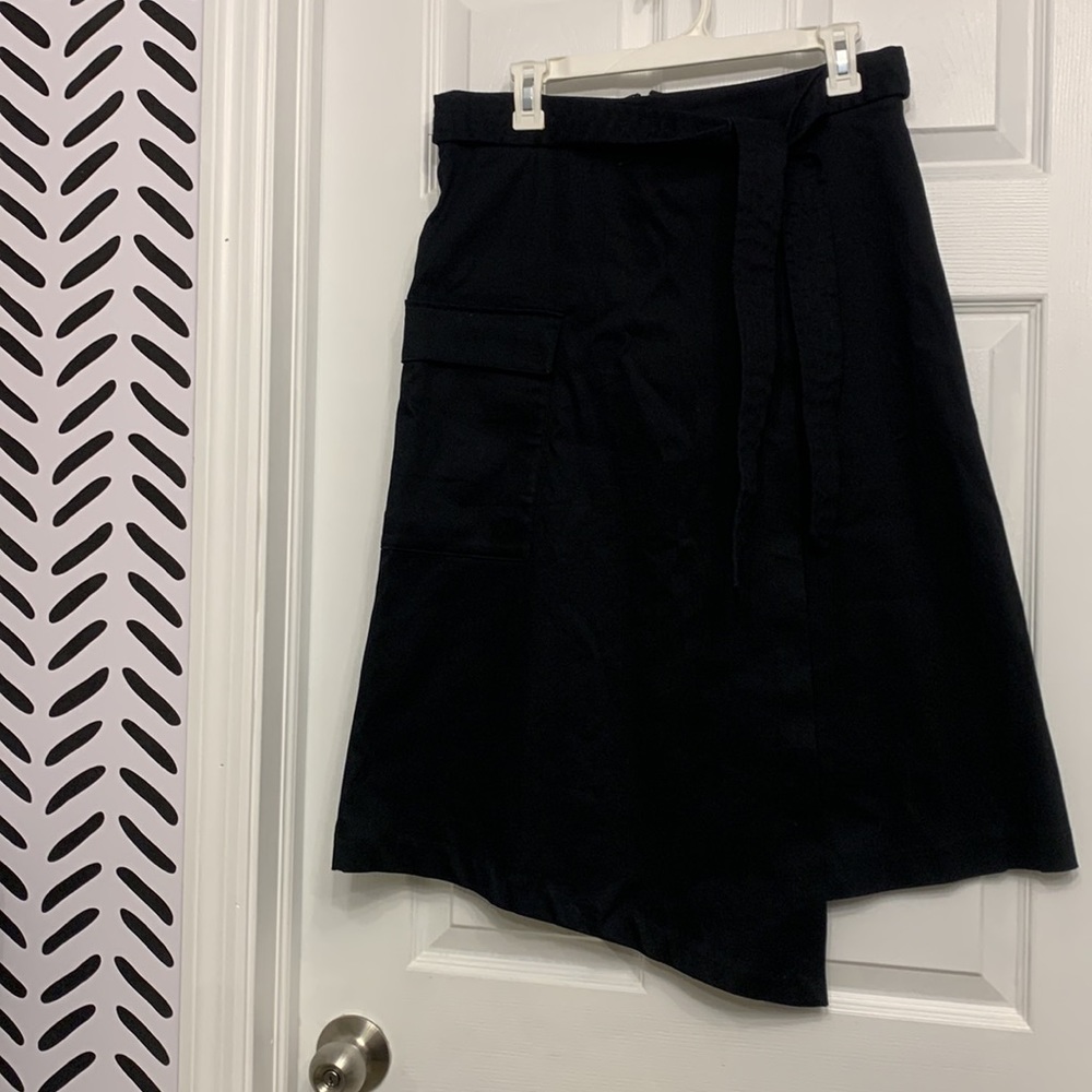 2/$15 Hi/Lo high-low black wrap skirt with side tie by Prologue